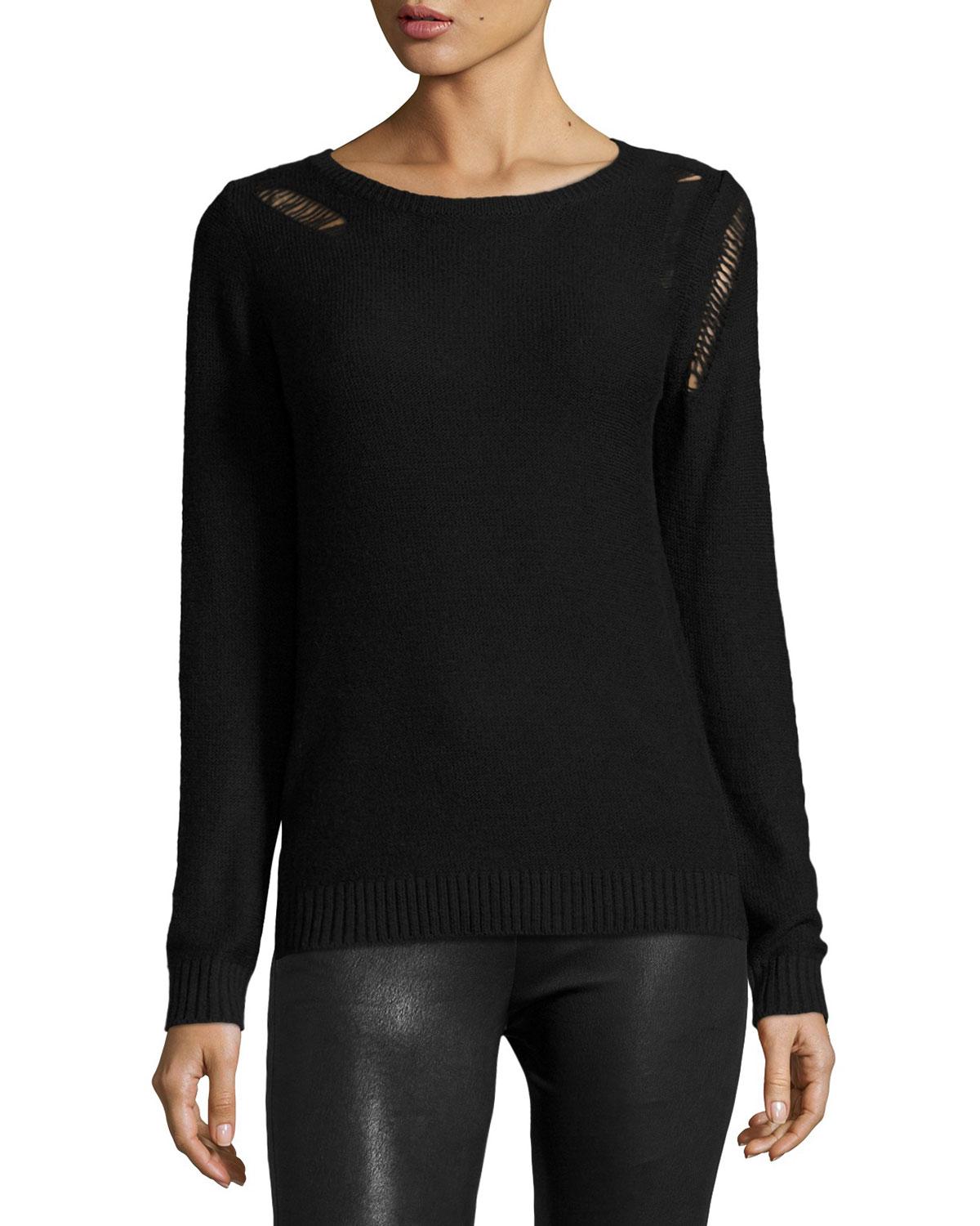 Lyst - Zero Degrees Celsius Slash Distressed Sweater in Black