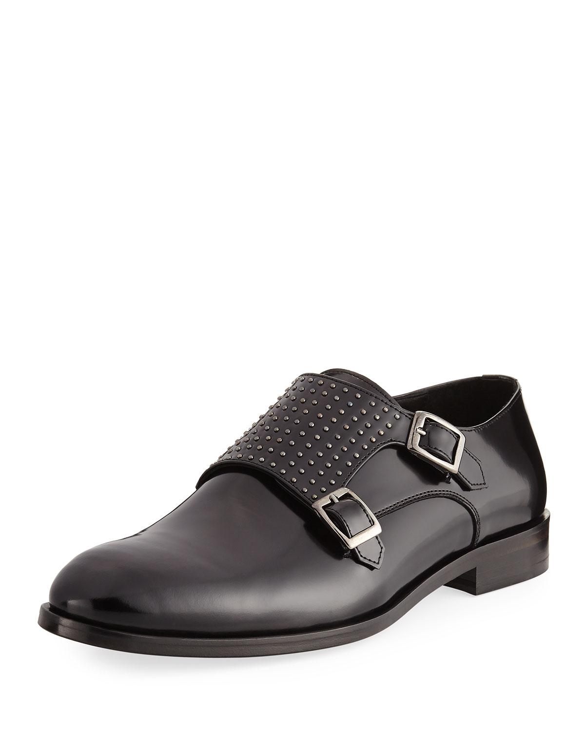 Jared lang Studded Monkstrap Dress Shoe in Black for Men Lyst