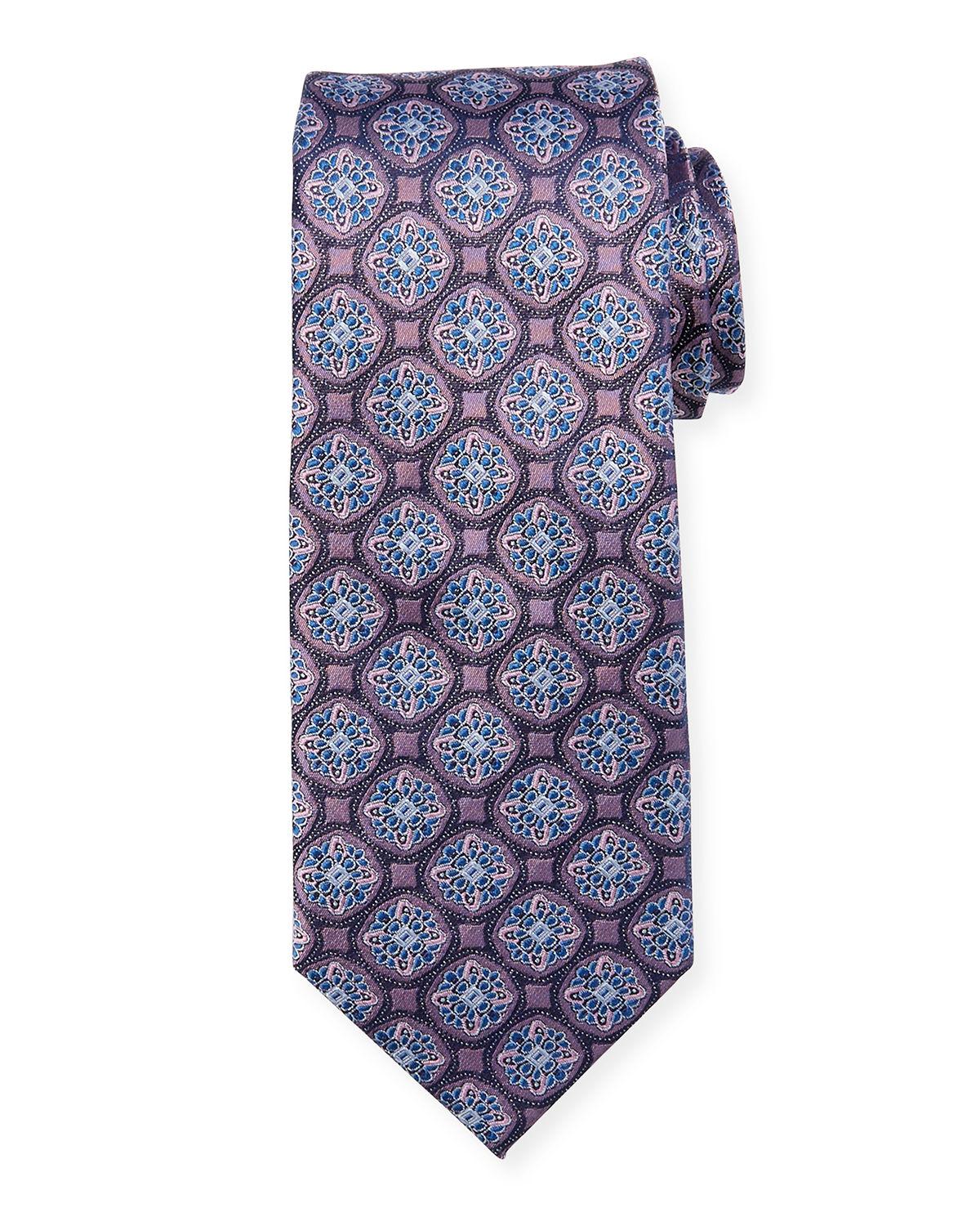 Neiman Marcus Men&#39;s Medallion Print Silk Tie in Blue for Men - Lyst