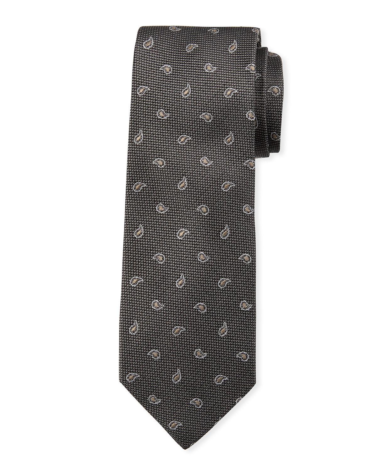 Neiman Marcus Men&#39;s Small-paisley Print Silk Tie in Gray for Men - Lyst