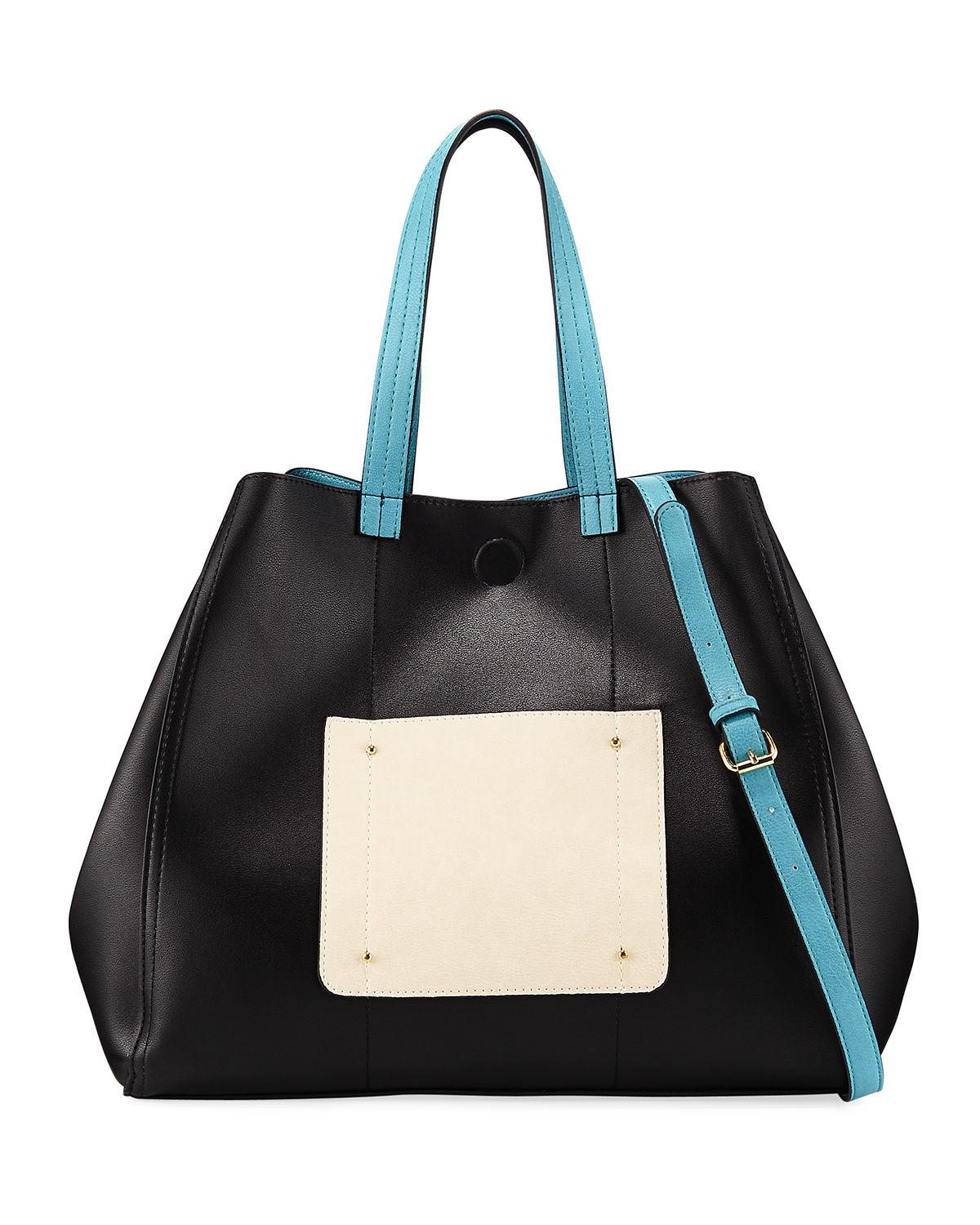 Lyst Neiman Marcus Reversible Colorblock Tote Bag In Black Gallery
