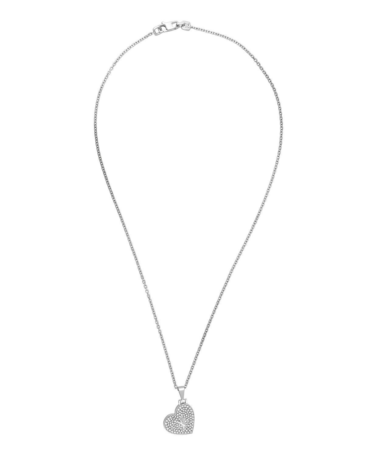 Lyst - Louis Vuitton 18k White Gold Diamond Heart Locket Pendant Necklace in White
