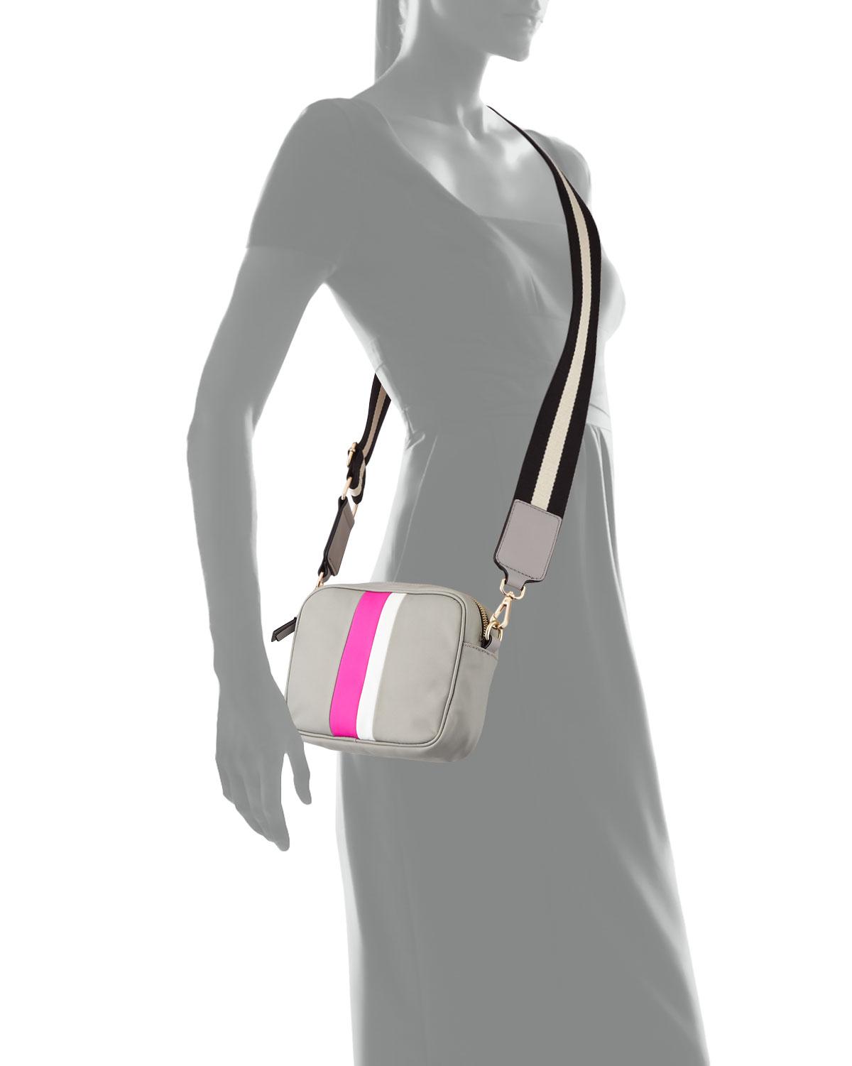 Neiman Marcus Cara Small Stripe Crossbody Bag - Lyst