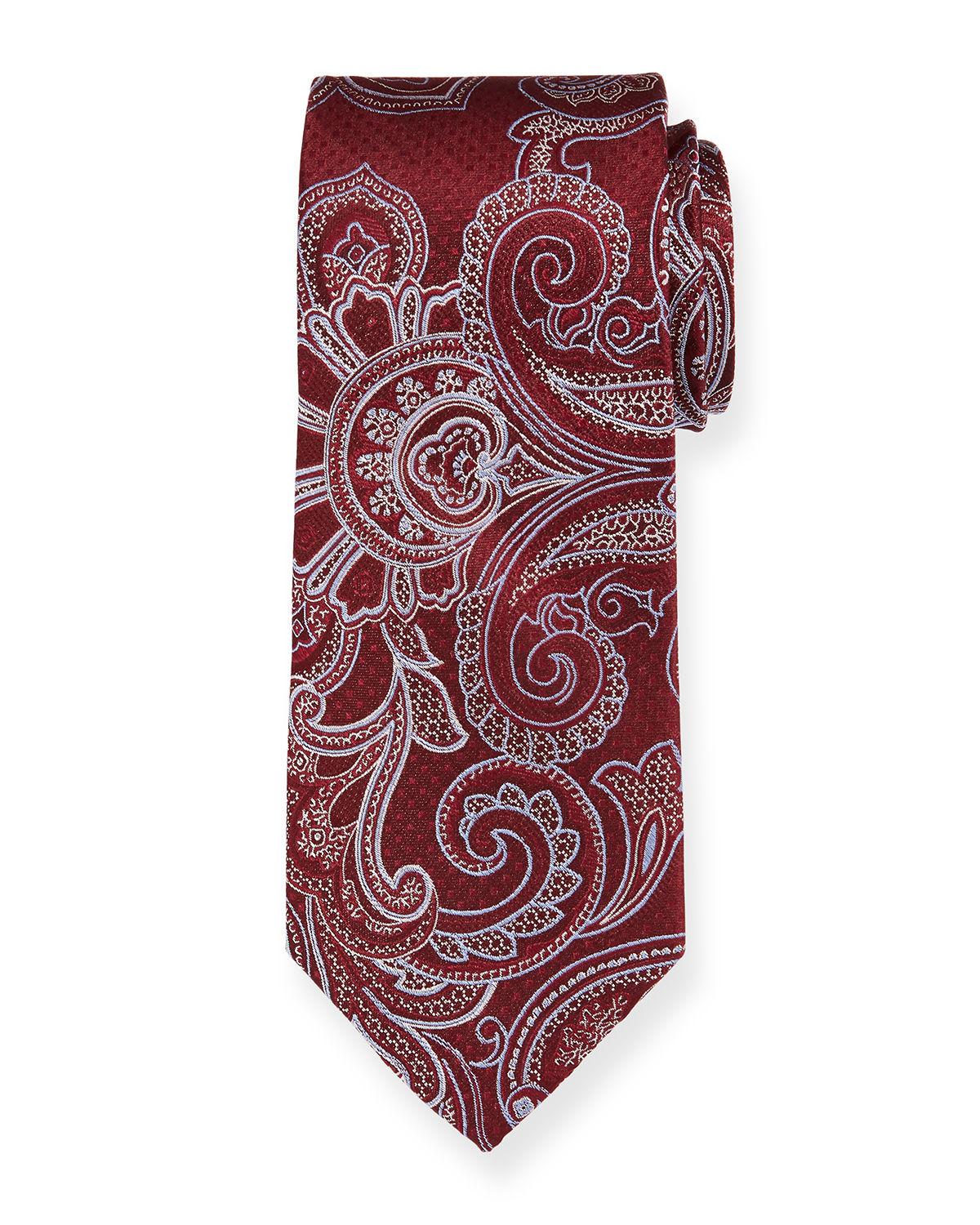Neiman Marcus Men&#39;s Paisley Pattern Silk Tie in Red for Men - Lyst