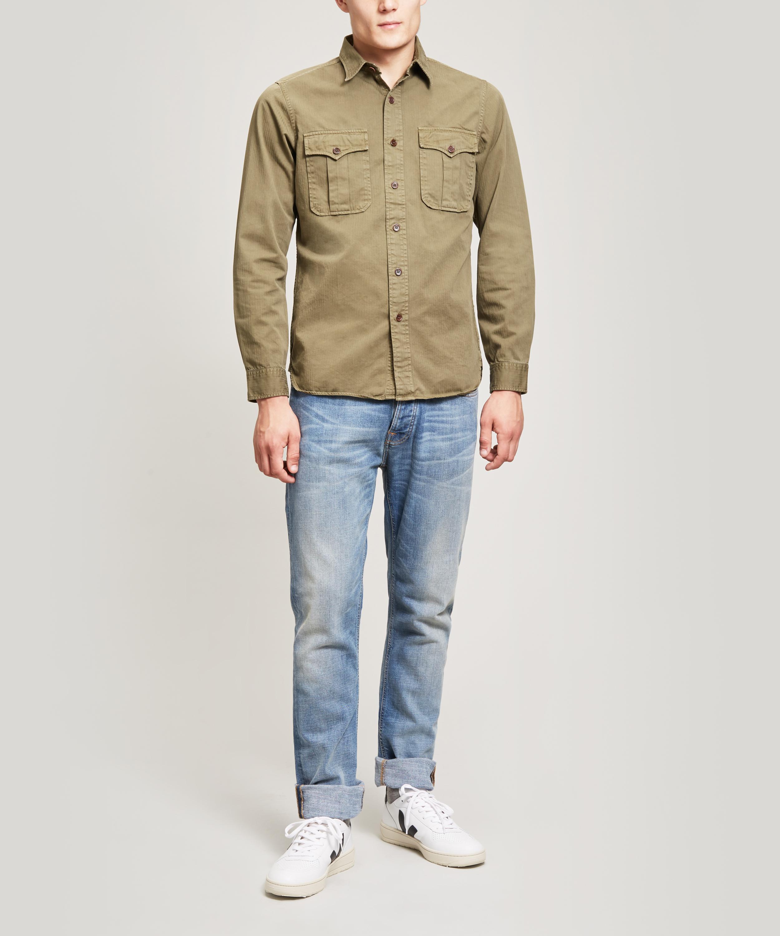 Lyst - Rrl Cotton Herringbone Twill Shirt in Green for Men