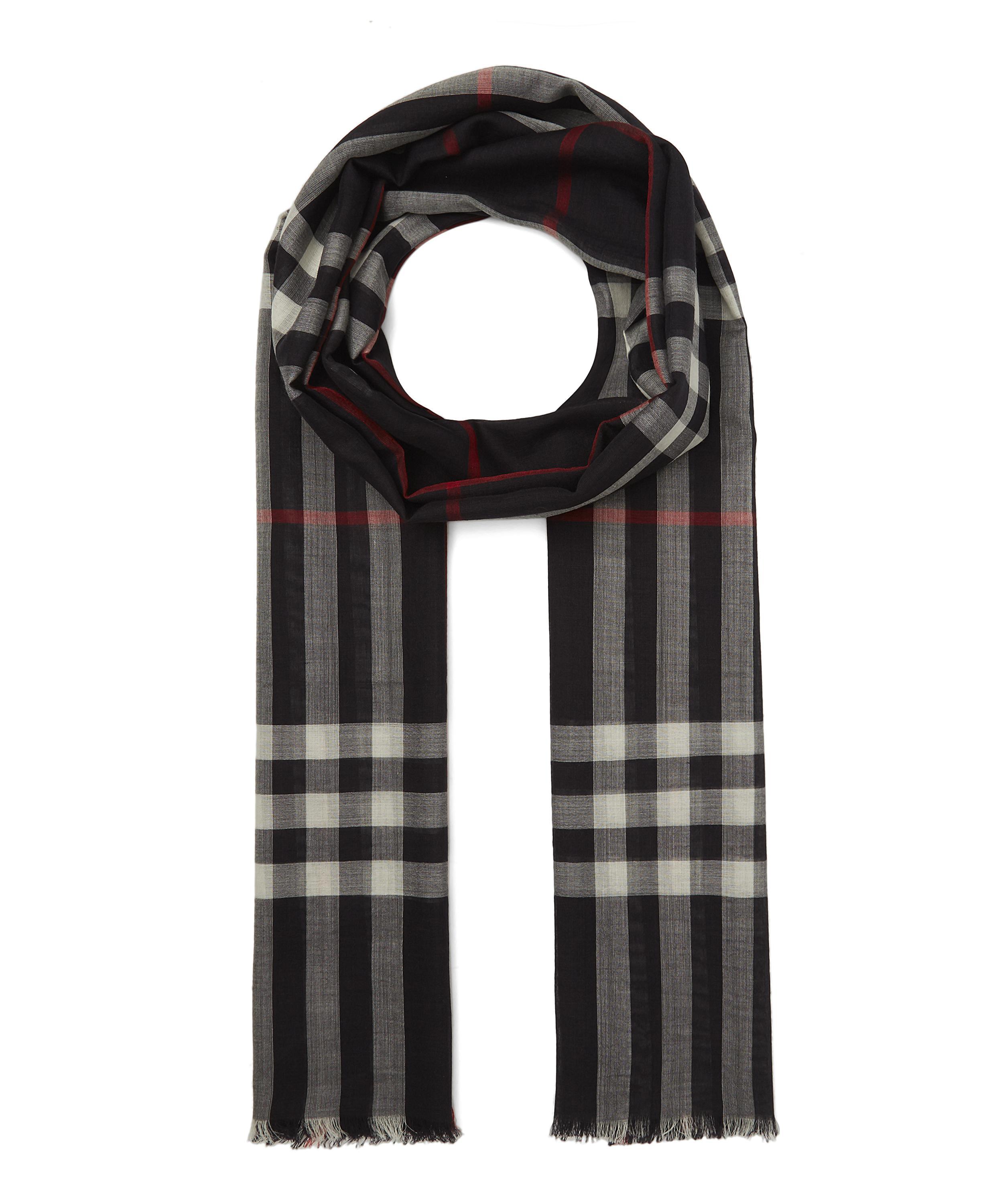 Burberry Gauze Giant Check Scarf in Black for Men Lyst