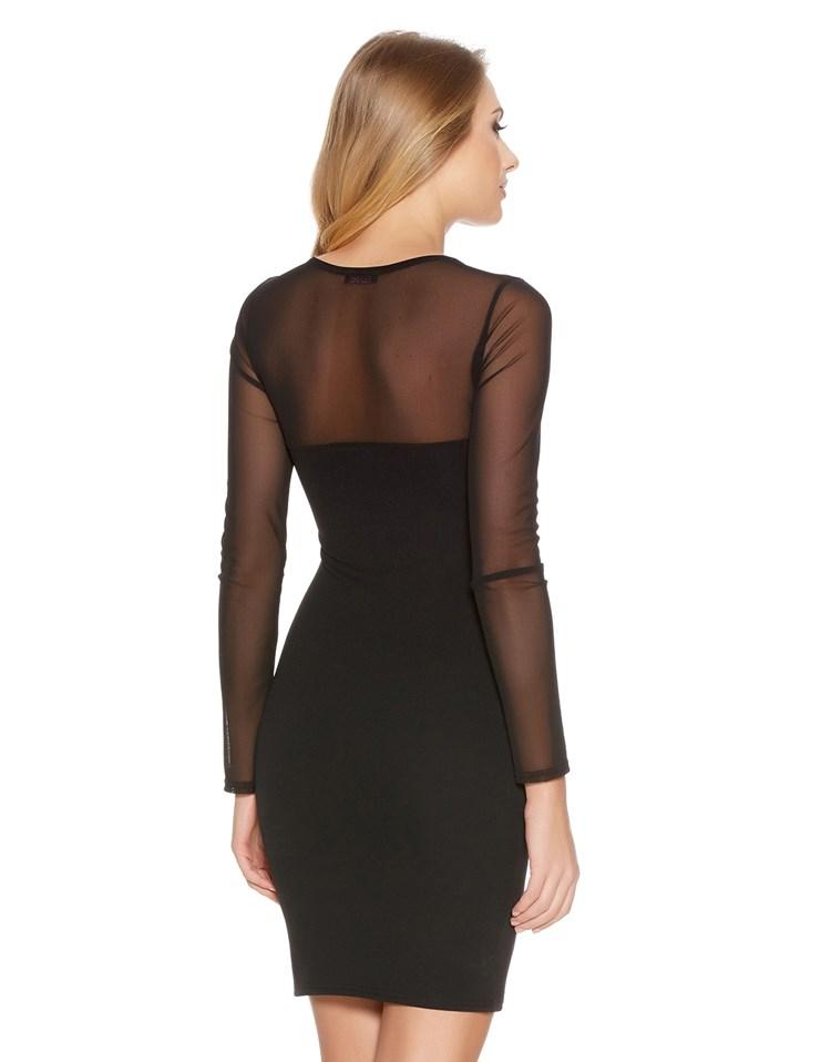 Quiz Embroidered Bodycon Dress in Black | Lyst