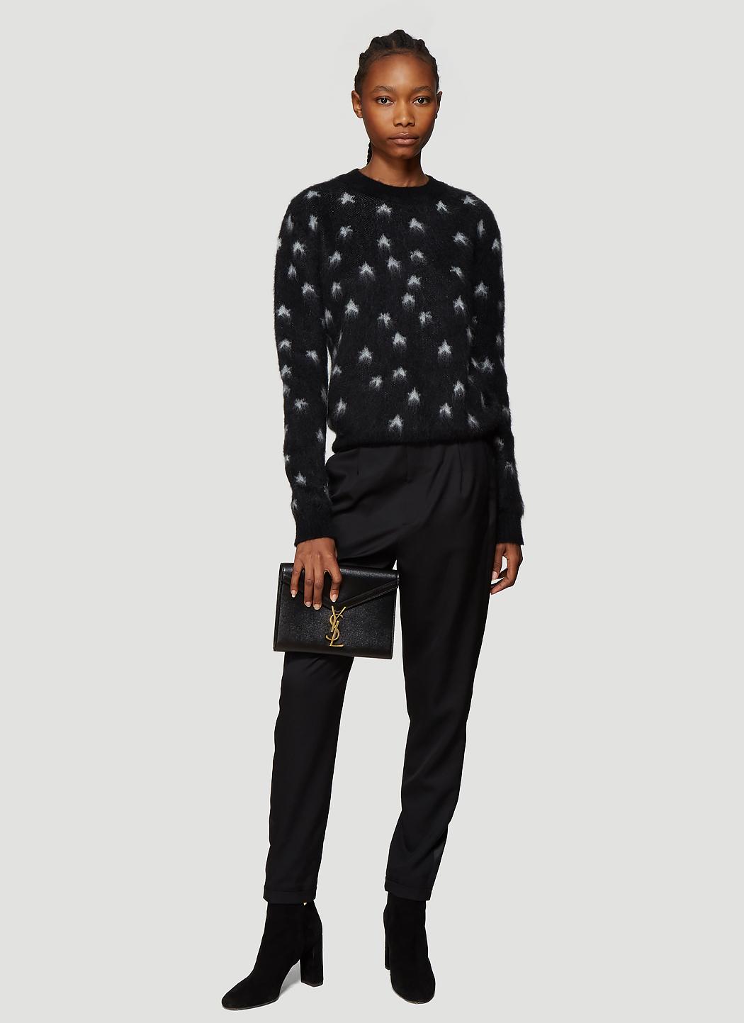 Saint Laurent Synthetic Brushed Knit Sweater In Black - Lyst