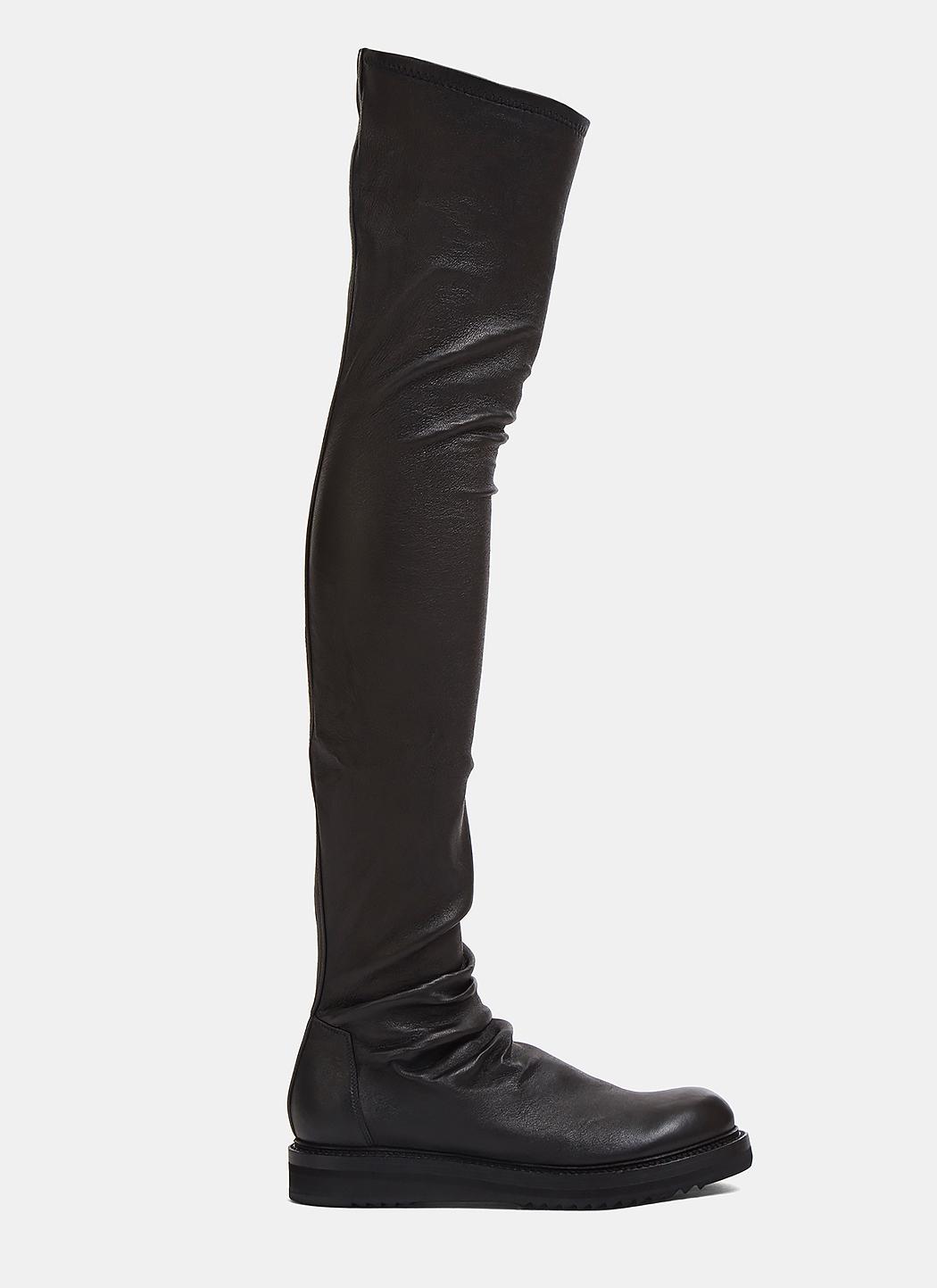 Lyst - Rick Owens Creeper Thigh-high Leather Boots In Black in Black ...