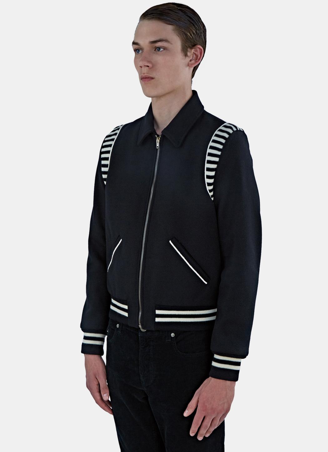 Lyst Saint Laurent Men S Ray Striped Teddy Jacket In