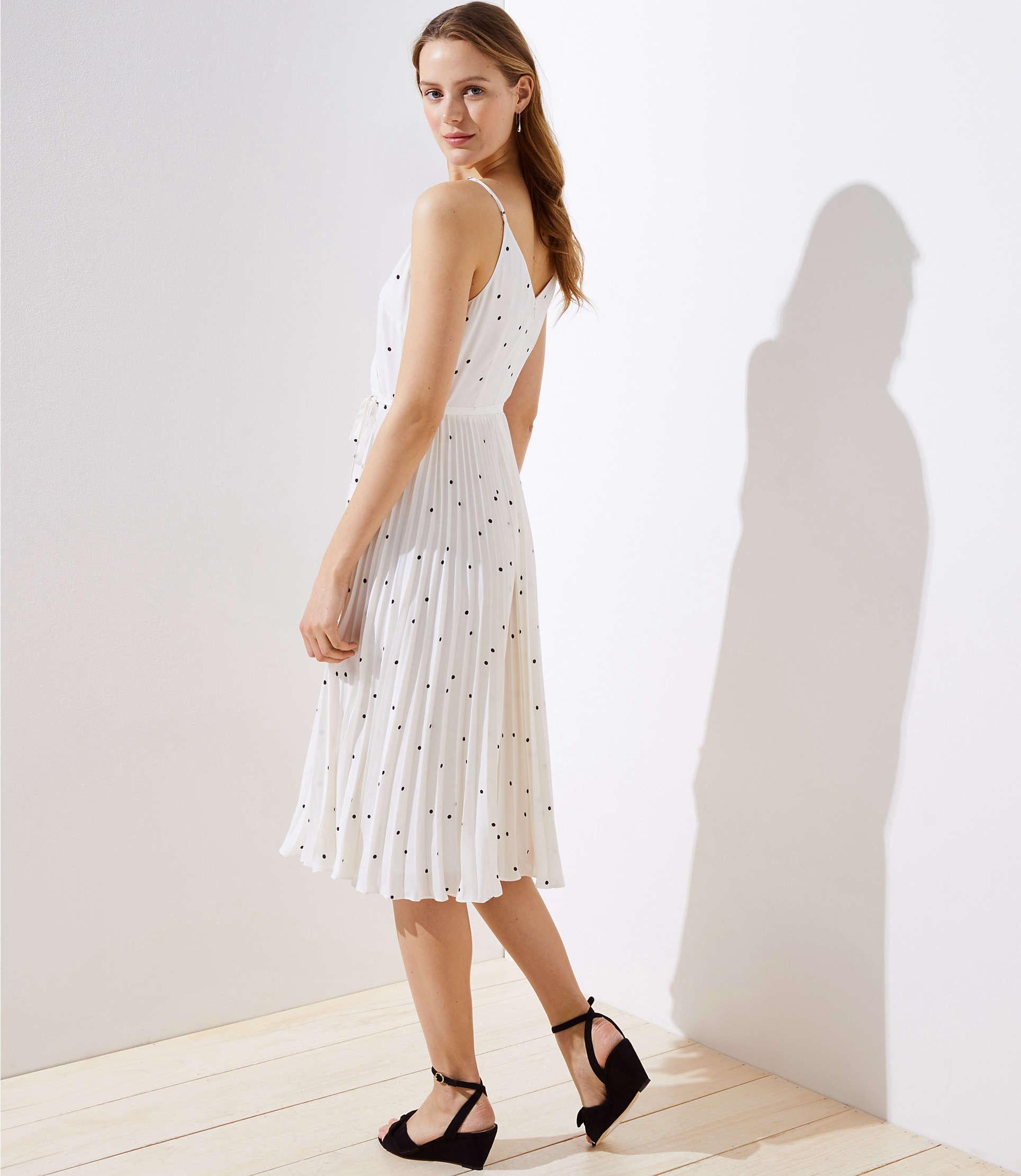 pleated dotted mesh dress