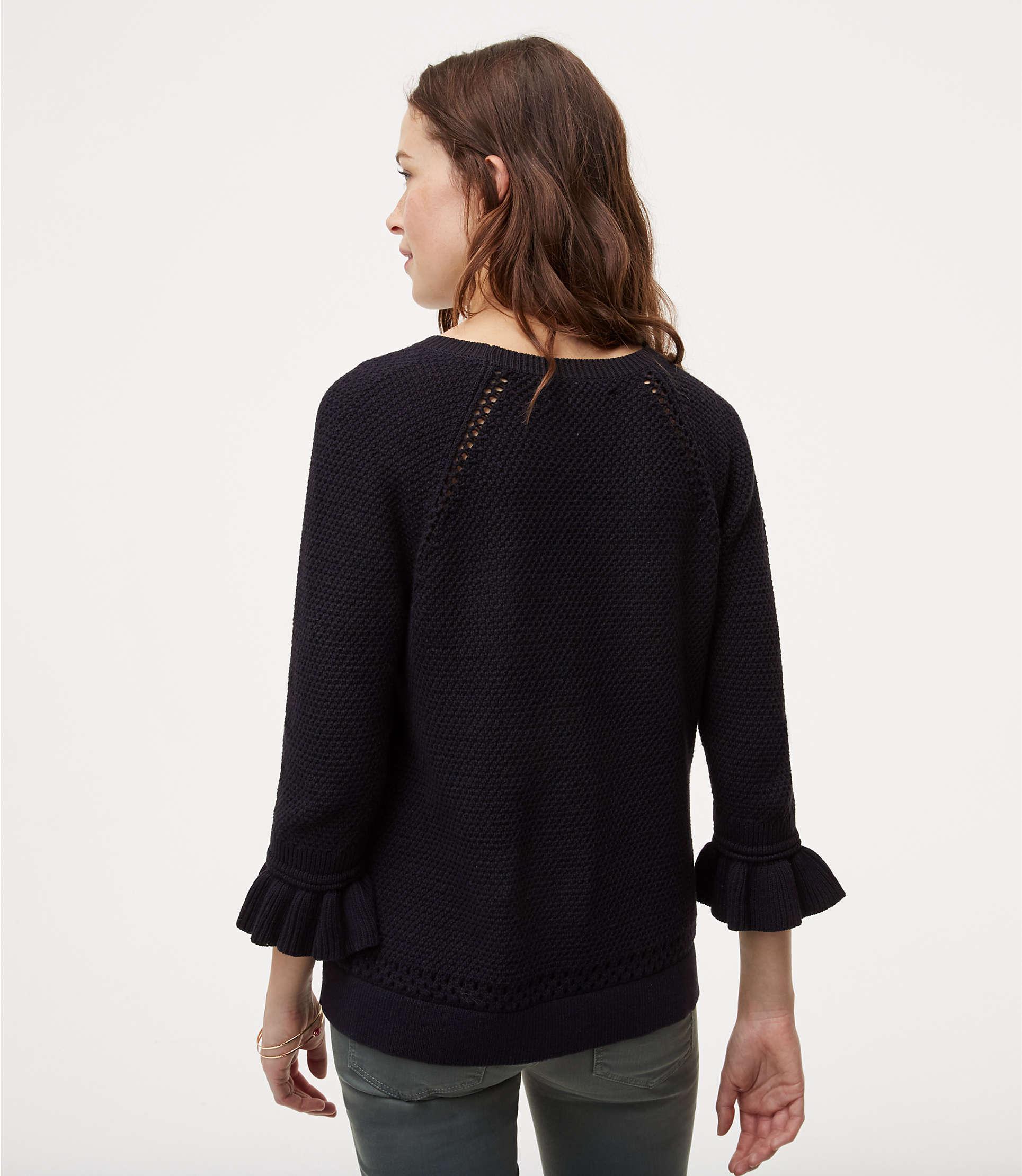 Lyst - Loft Ruffle Cuff Sweater In Black