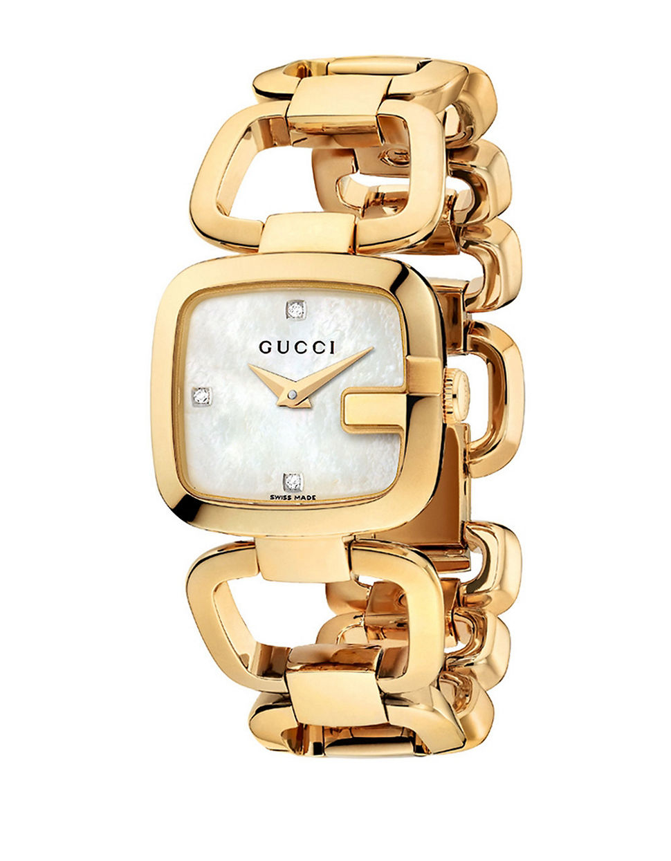 Lyst Gucci Ladies Small Gold Square Bracelet Watch With Mother Of