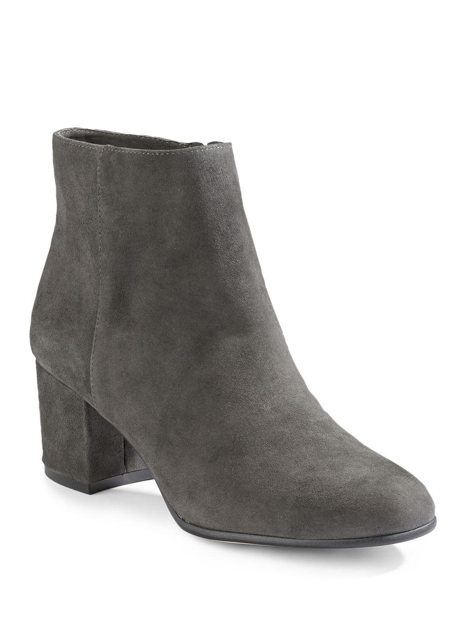 424 fifth Elyssa Suede Ankle Boots in Gray | Lyst