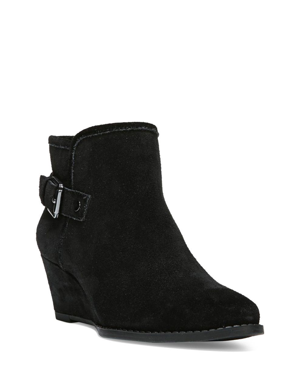 Franco sarto Wichita Suede Wedge Boots in Black - Save 30% | Lyst