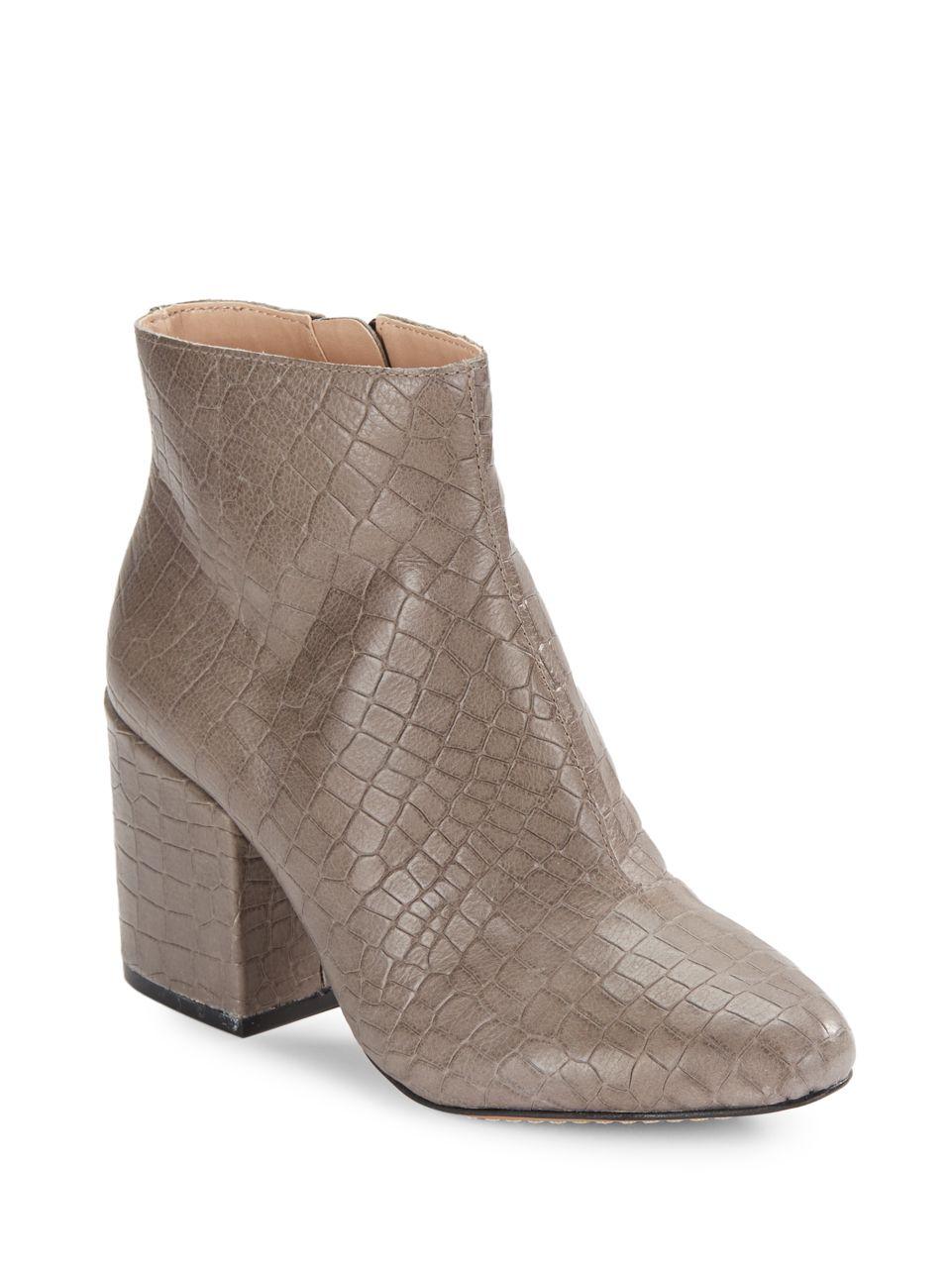 Lyst - French Connection Dilyla Embossed Leather Ankle Boots in Gray