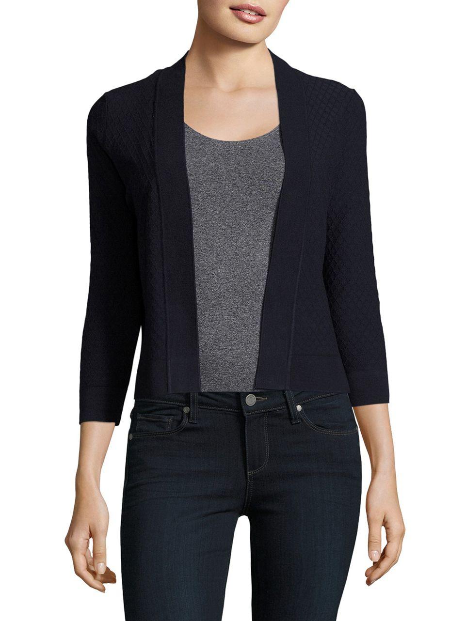 Lyst - Ivanka Trump Textured Open-front Sweater in Blue