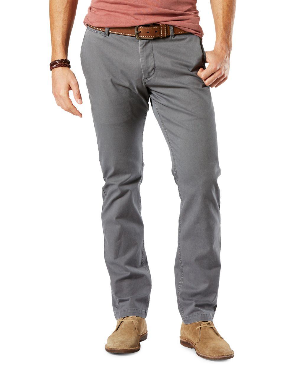Lyst - Dockers Slim Tapered-fit Cotton-blend Pants in Gray for Men
