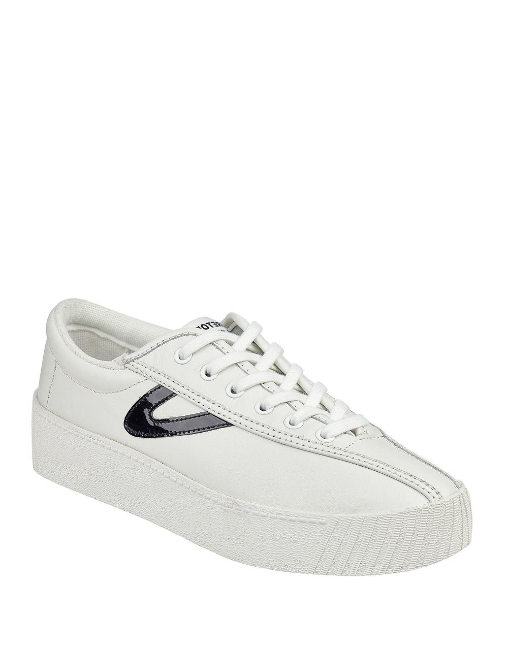 Lyst - Tretorn Contrasting Leather Sneakers in White