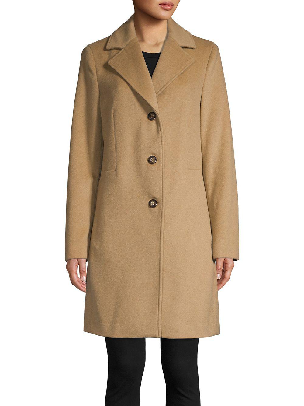 Calvin Klein Long Wool-blend Coat in Natural - Lyst
