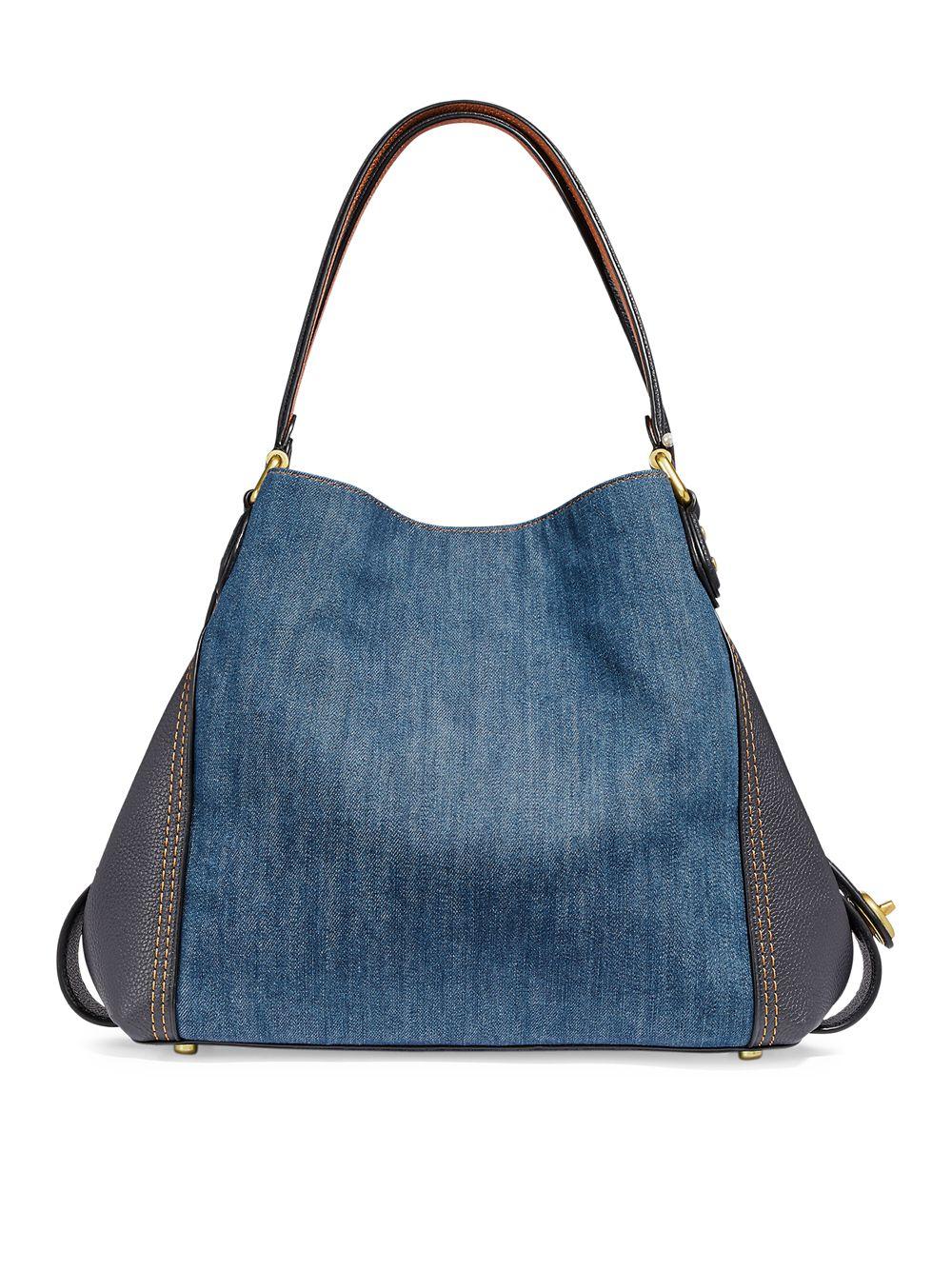 COACH Edie Denim Shoulder Bag 31 in Blue - Lyst