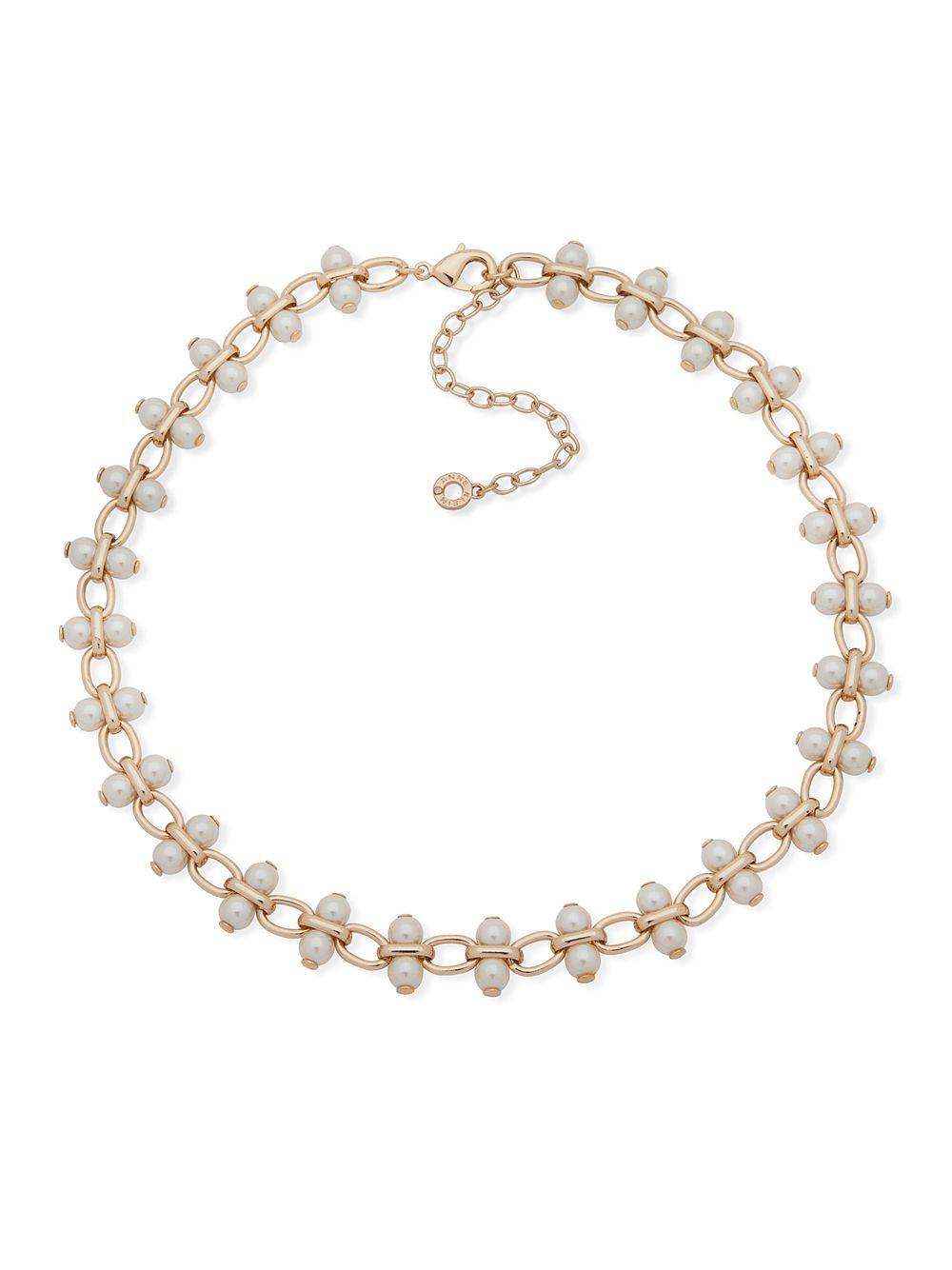 Anne Klein Faux Pearl-embellished Collar Necklace in Metallic - Lyst