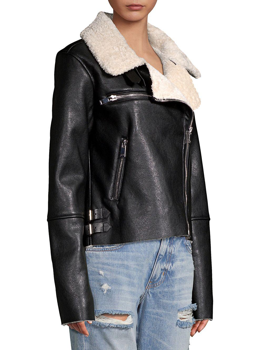 Blank NYC Faux Fur Trimmed Moto Jacket in Black Lyst