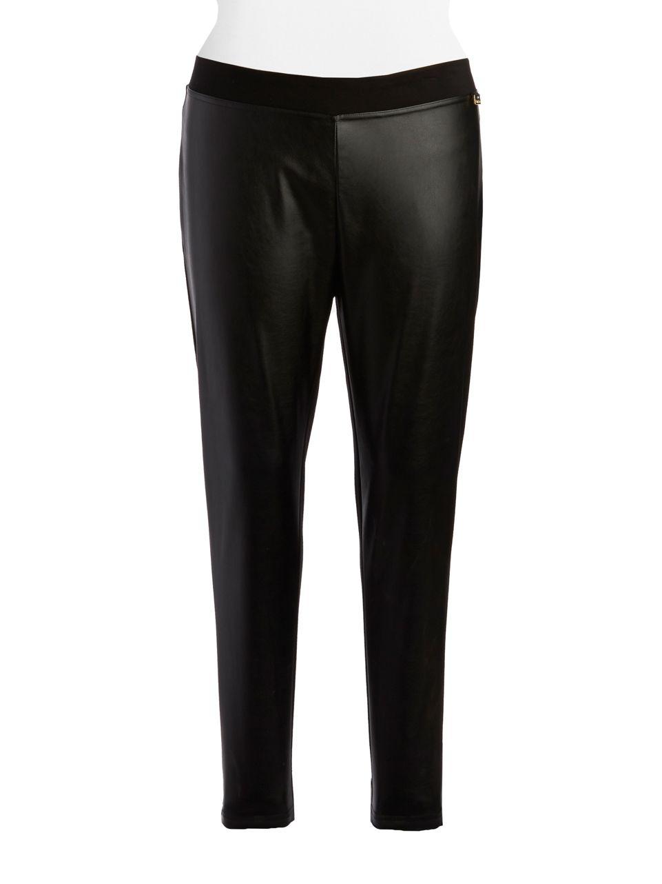 Calvin Klein Plus Faux Leather Ponte Pants in Black - Lyst