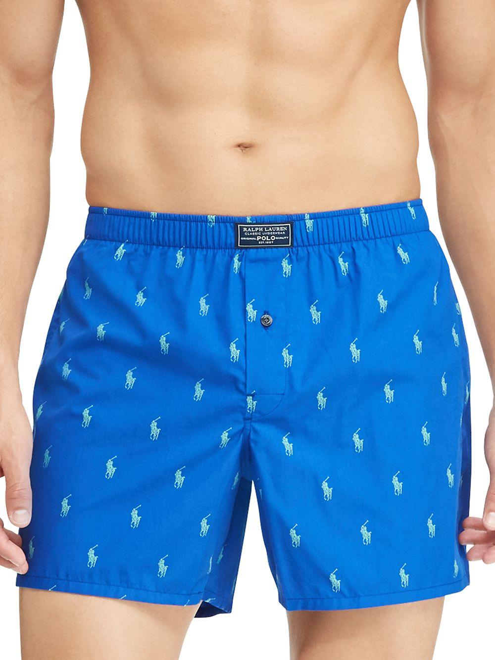 Polo Ralph Lauren Printed Cotton Boxer Shorts in Blue for Men - Lyst