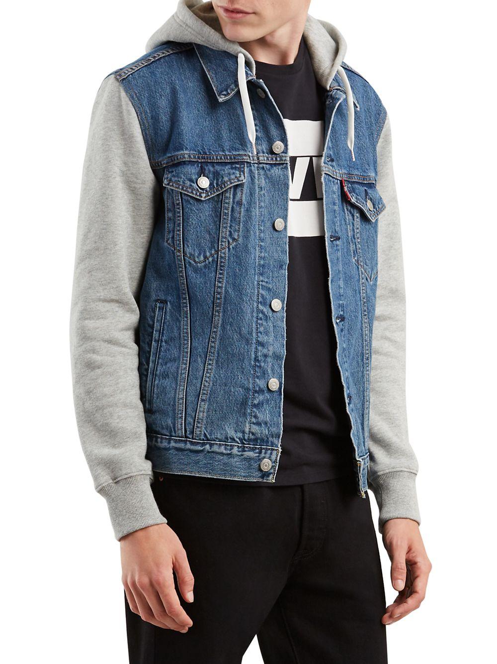 Levi's Hybrid Hooded Denim Jacket in Blue for Men - Lyst