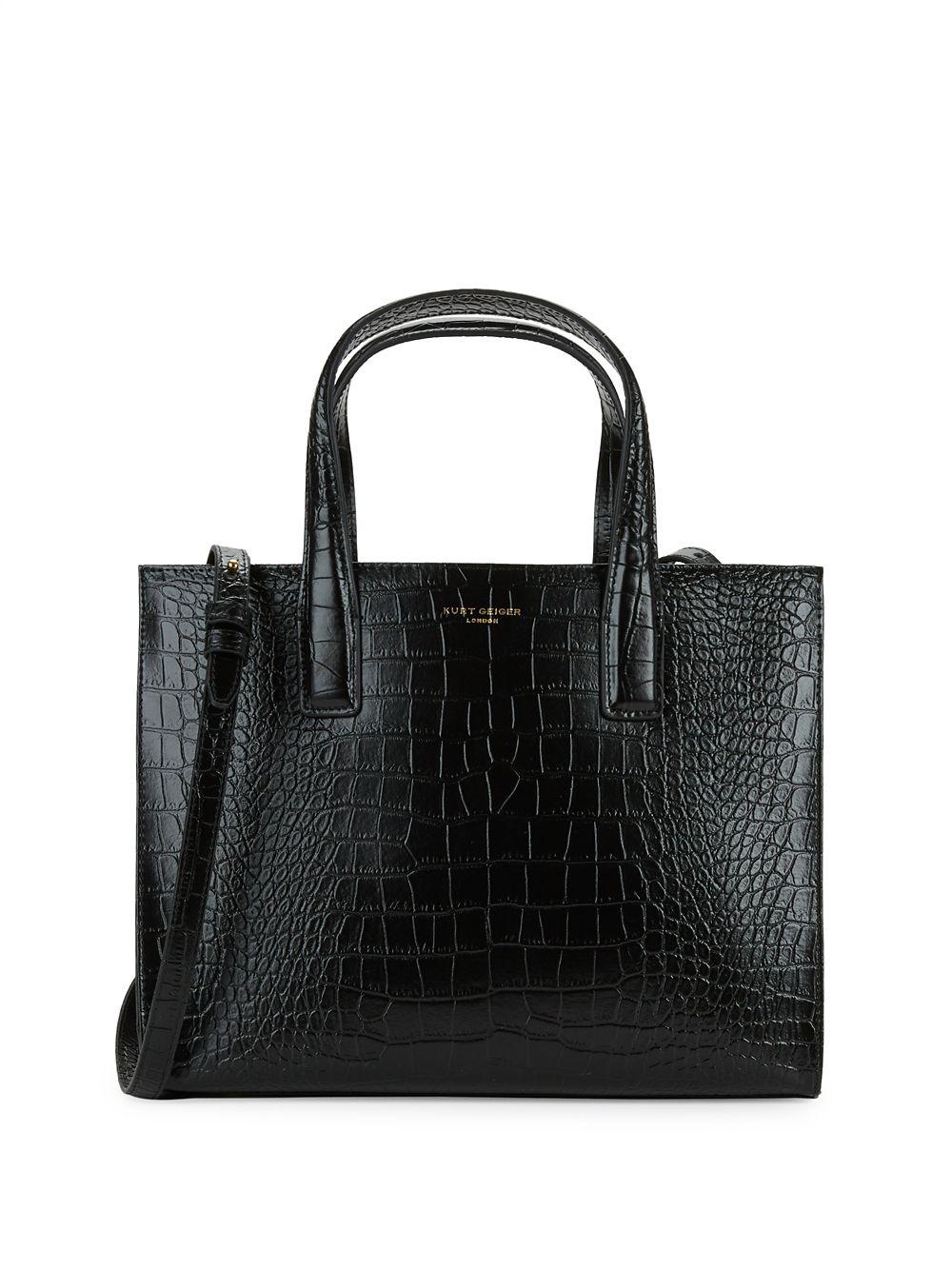 Kurt Geiger London Embossed Leather Tote Bag in Black - Lyst