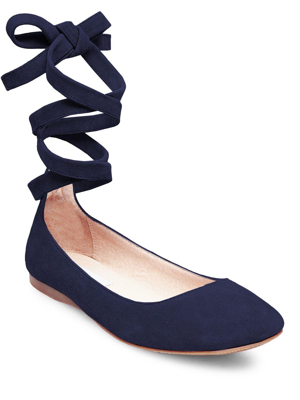Lyst - Steve madden Bloome Suede Tie-up Ballet Flats in Blue