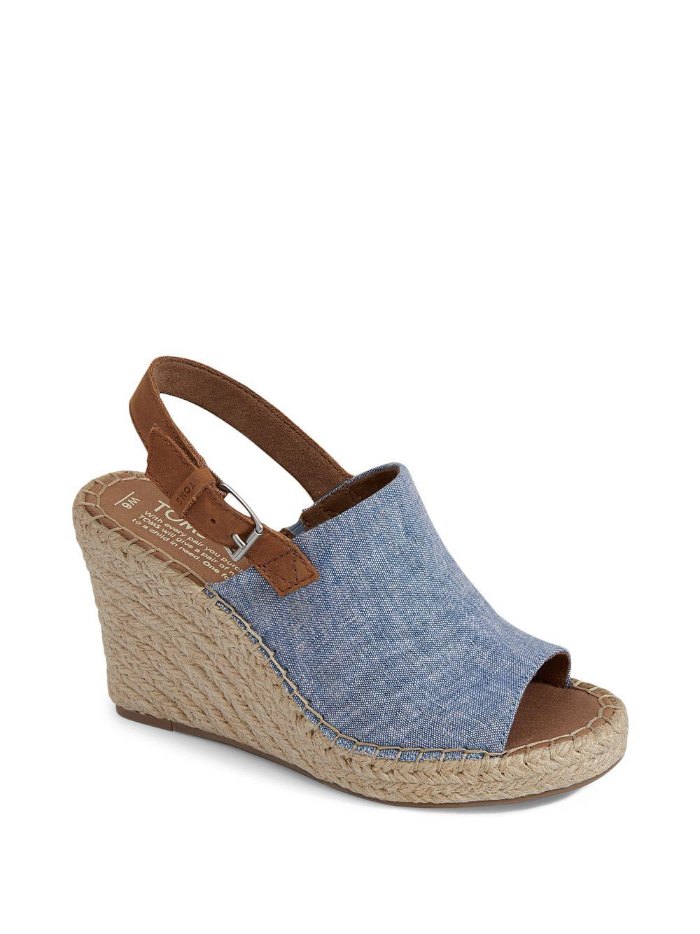 toms denim wedges