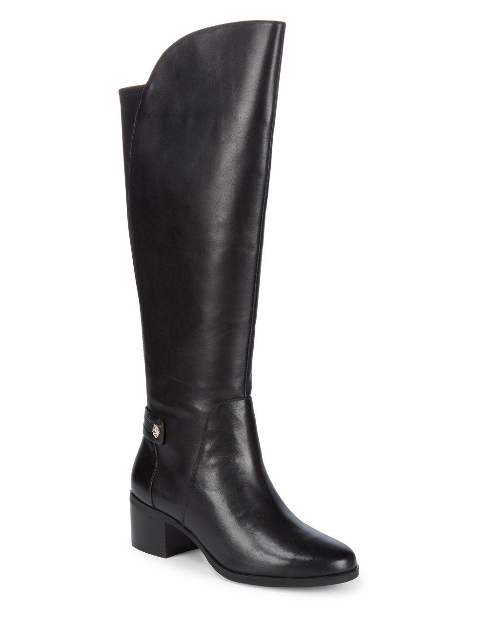 Lyst - Anne Klein Jelaw Knee-high Wide Calf Leather Boots in Black