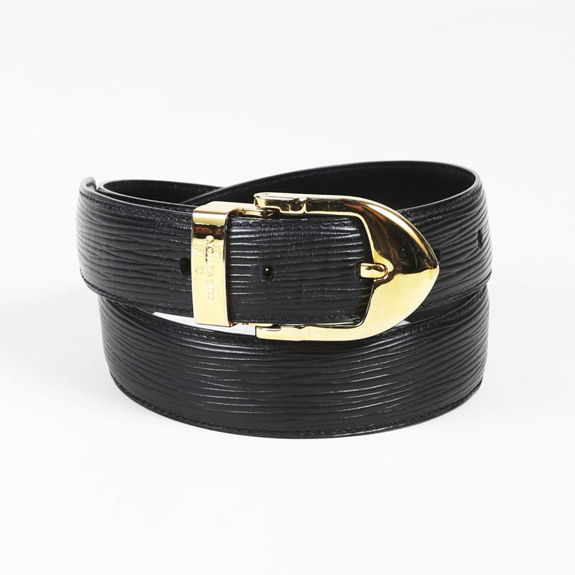 Lyst - Louis Vuitton Black &quot;epi&quot; Leather Gold Tone &quot;classique&quot; Belt in Black for Men