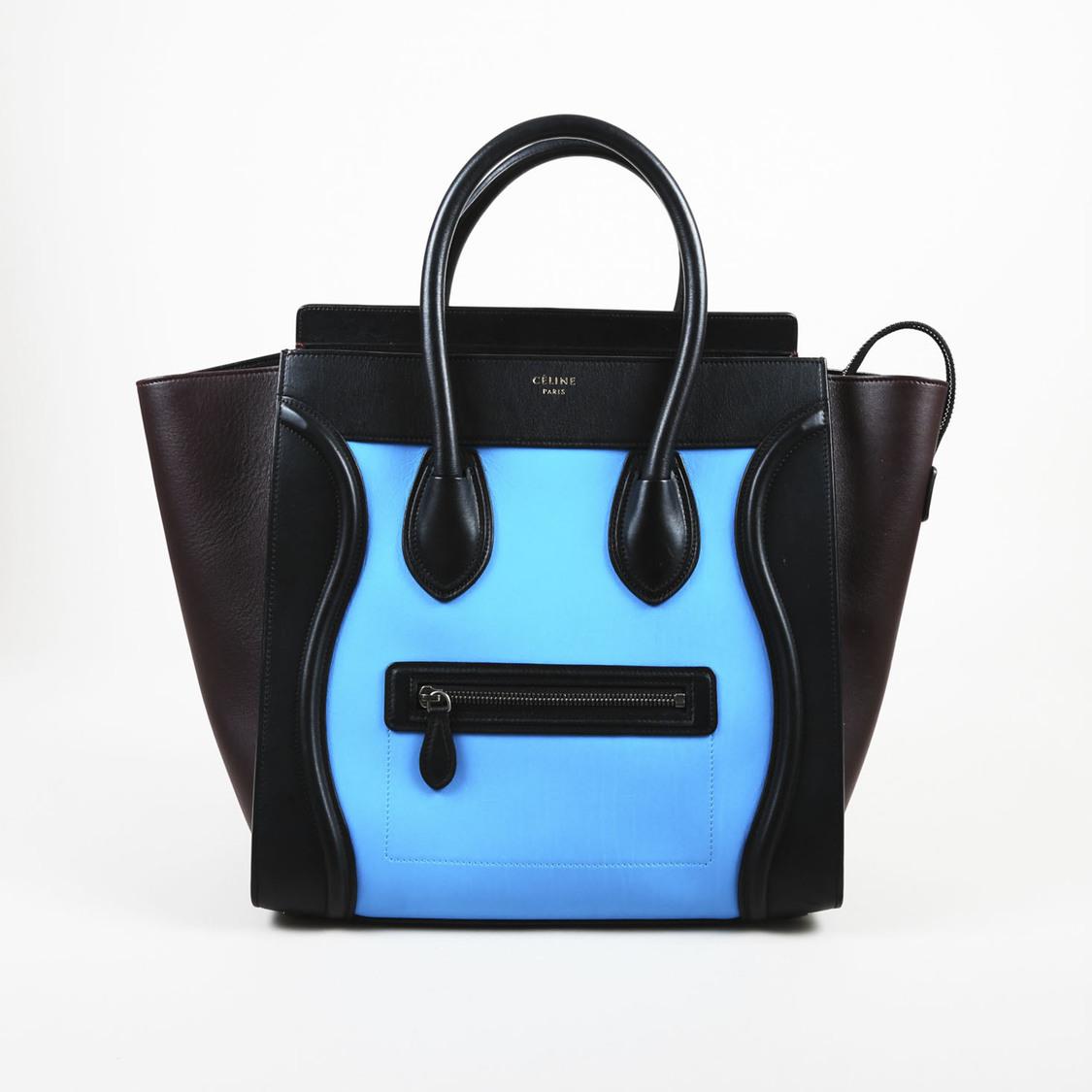 Lyst Céline Multicolor Calfskin Mini Colorblock Luggage Tote In Blue Gallery