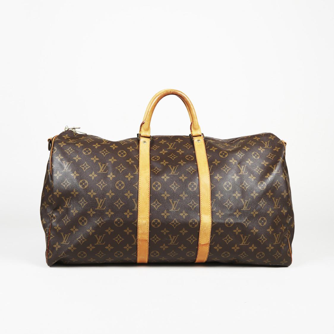 Louis Vuitton Vintage Monogram Coated Canvas &quot;keepall Bandouliere 55&quot; Bag in Brown - Lyst