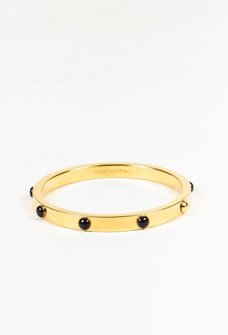 Lyst - Louis Vuitton Gold Tone Black Lacquered Stud &quot;give Me A Clue&quot; Bangle Bracelet in Metallic