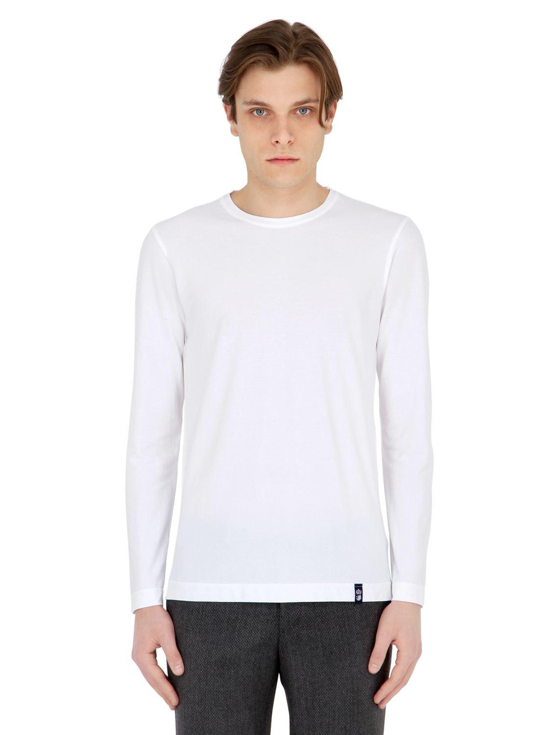 Download Lyst - Drumohr Cotton Crepe Jersey Long Sleeve T-shirt in ...