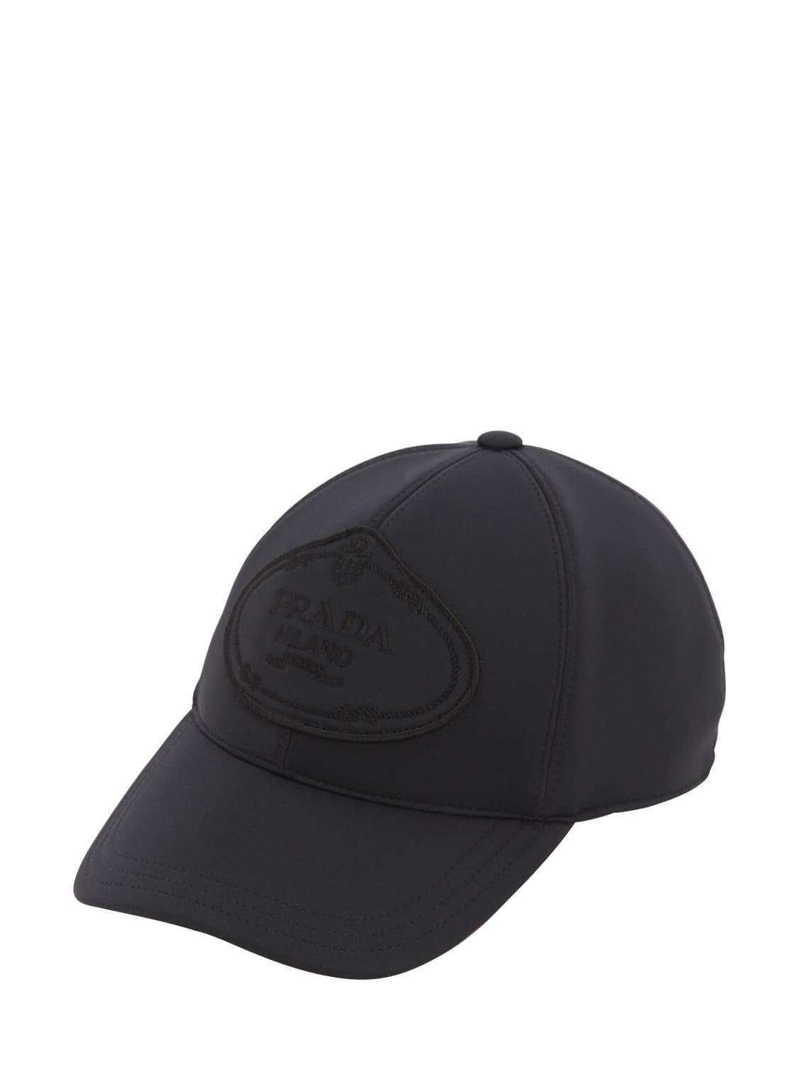 Prada Logo Patch Neoprene Baseball Hat in Black - Lyst