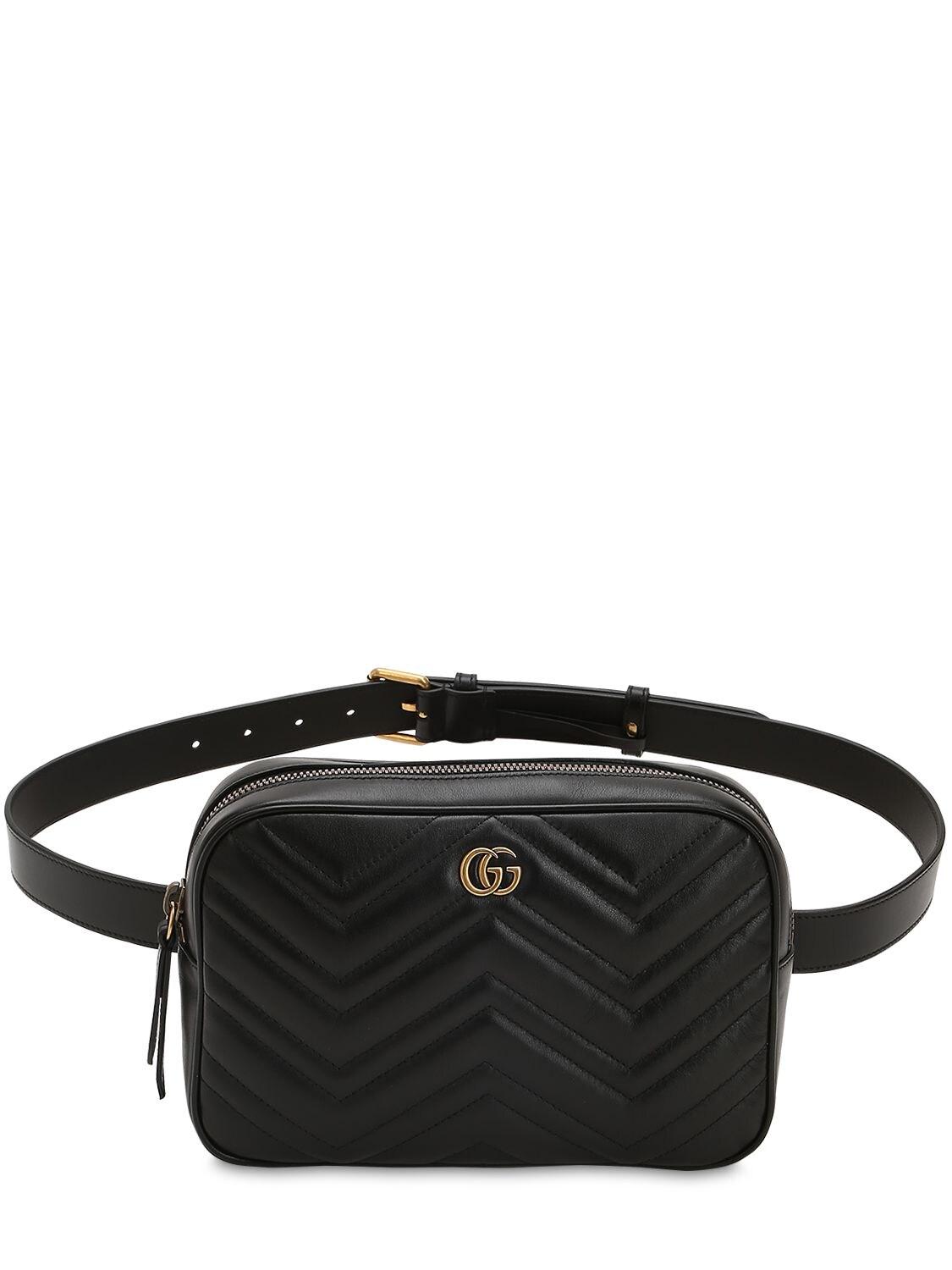 Gucci Marmont Quilted Leather Belt Bag in Black for Men - Lyst