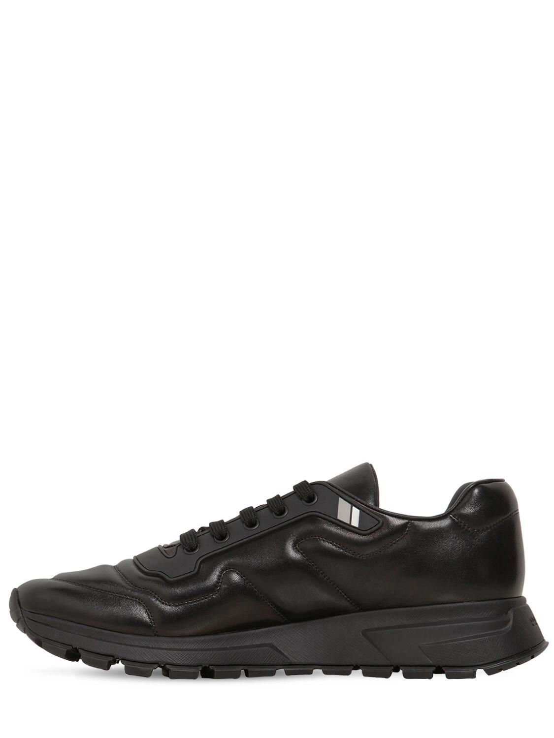 Prada Prax 01 Nappa Running Leather Sneakers in Black for Men - Lyst