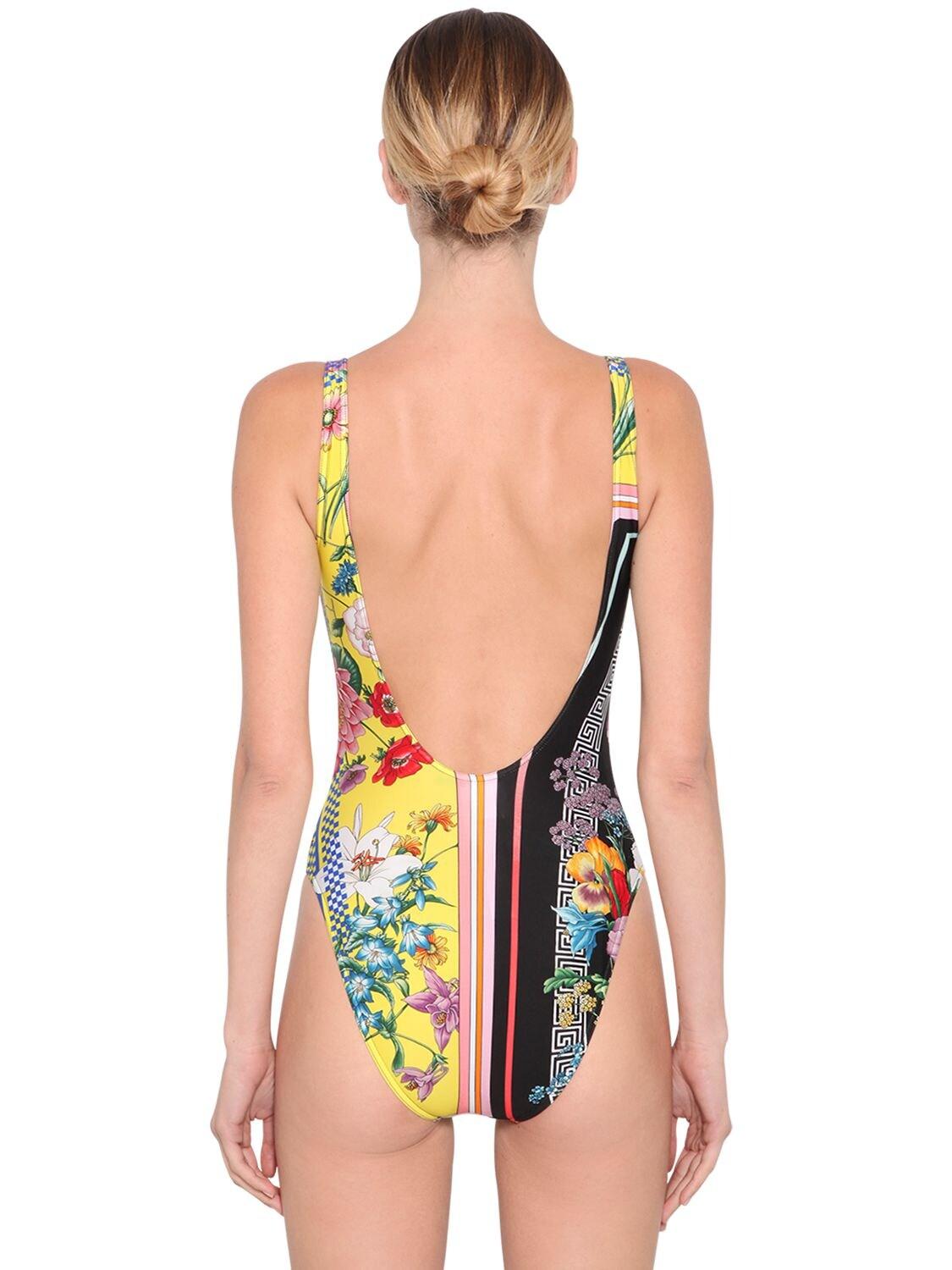 Versace Synthetic Floral Print Lycra One Piece Swimsuit Lyst