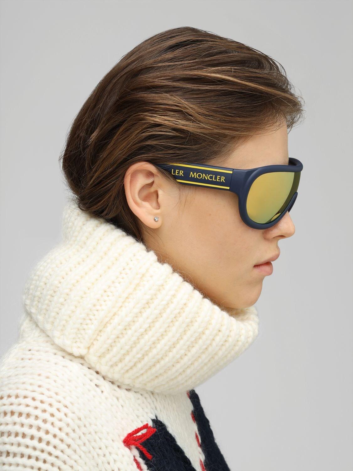 Moncler Shield Mirrored Sunglasses In Blueyellow Blue Lyst