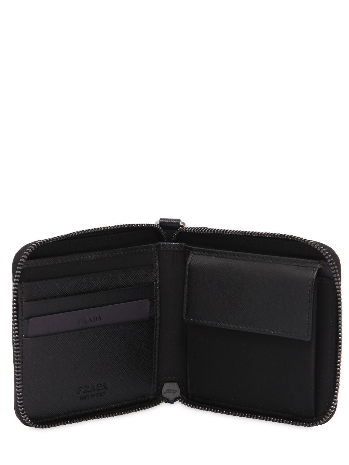 prada black nylon wallet