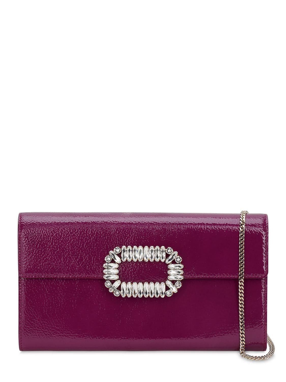 Roger Vivier Sexy Choc Crystals Patent Leather Clutch in Purple - Lyst