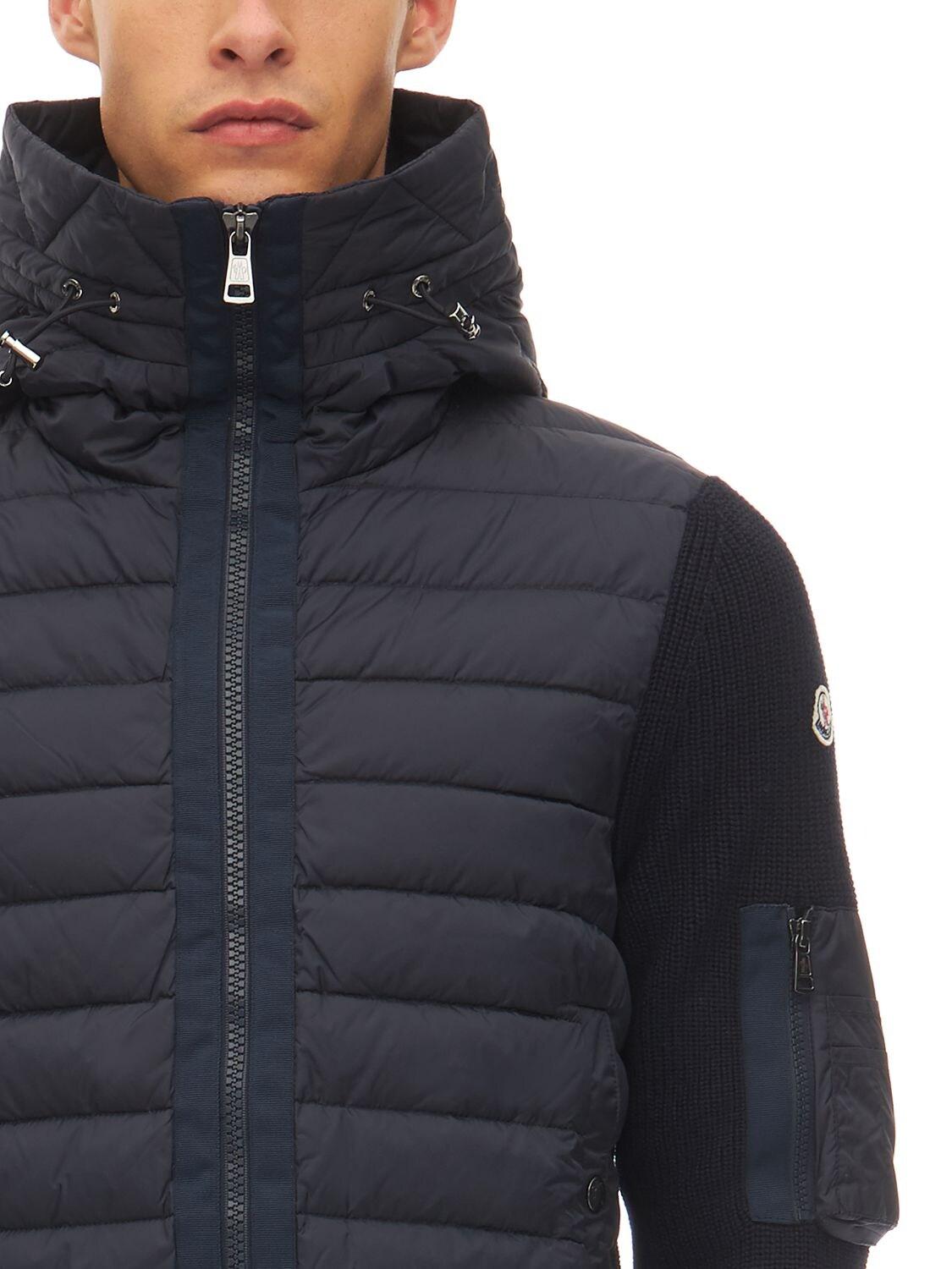 Moncler Wool Blend Tricot Down Jacket in Navy (Blue) for Men - Lyst