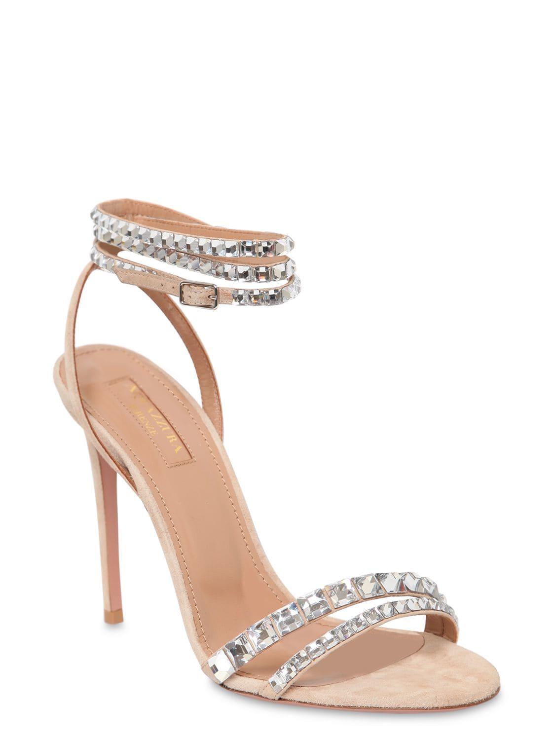 aquazzura very vera embellished suede sandals