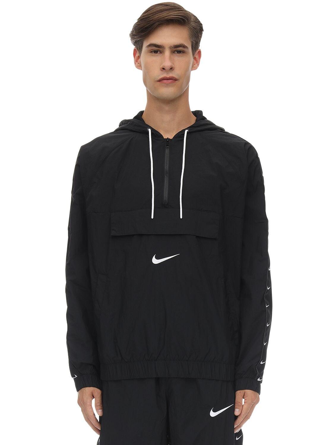 Download Nike Nsw Swoosh Woven Nylon Anorak in Black for Men - Lyst