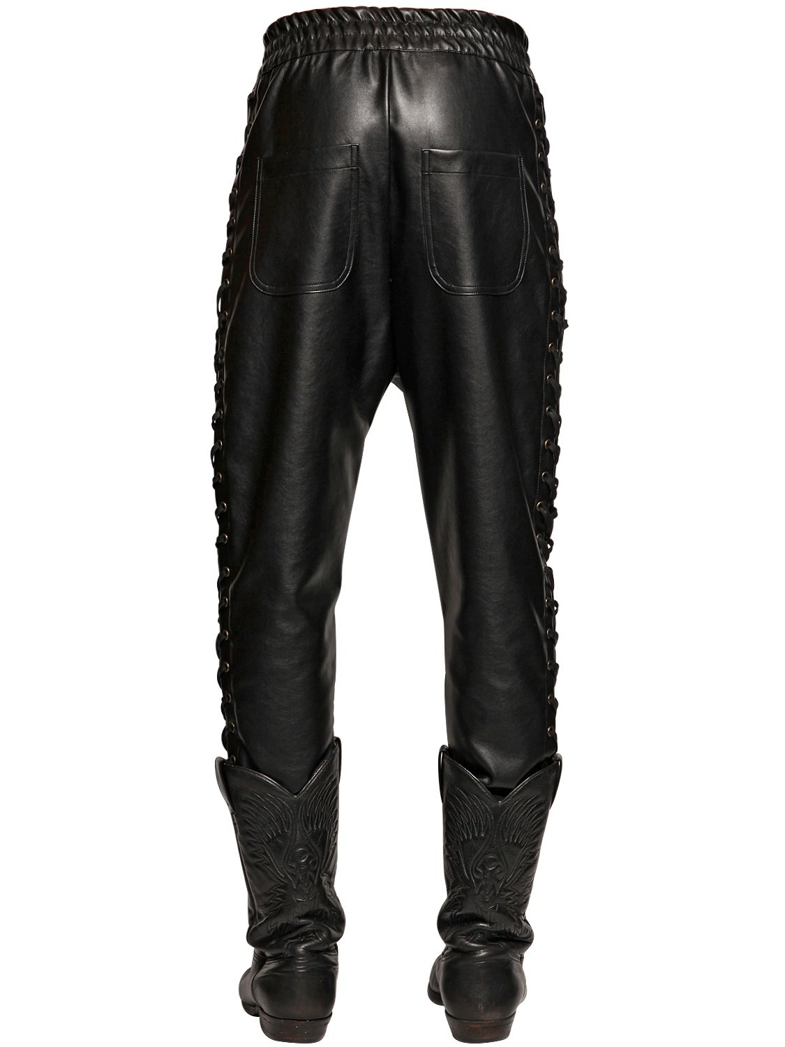 Lyst - Faith Connexion Lace-up Faux Leather Pants In Black For Men